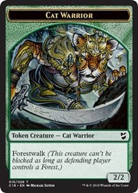 Cat Warrior // Worm Double-Sided Token [Commander 2018 Tokens] Magic: The Gathering