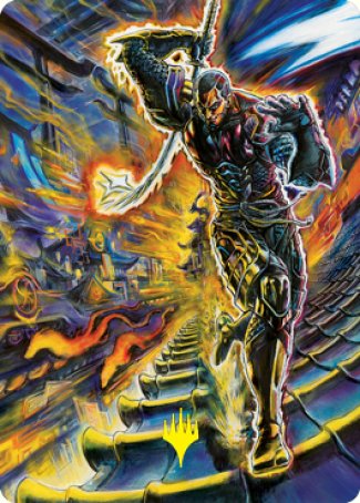 Kaito Shizuki 2 Art Card (Gold-Stamped Signature) [Kamigawa: Neon Dynasty Art Series] Magic: The Gathering