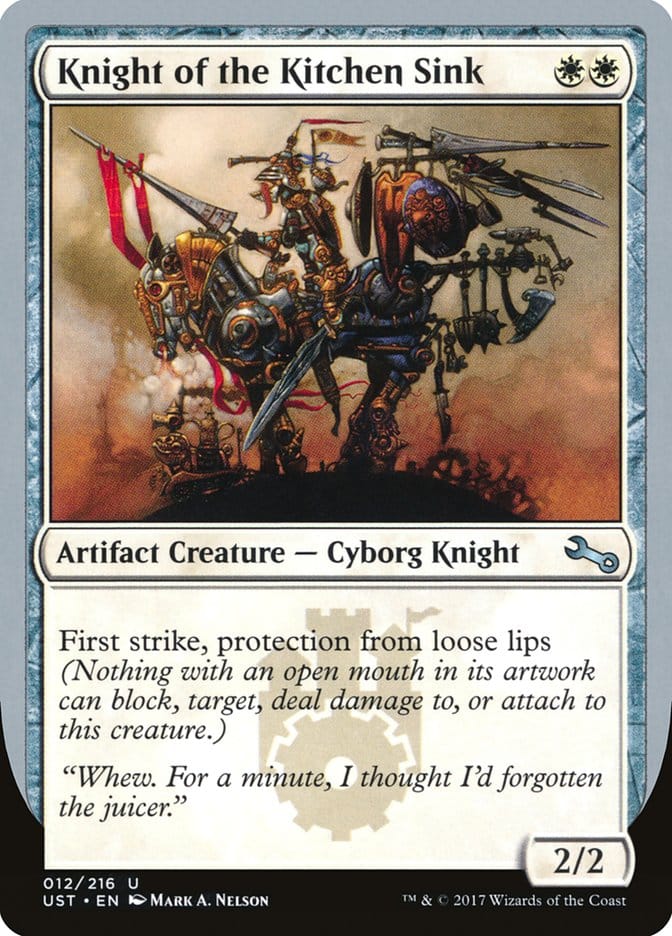 Knight of the Kitchen Sink ("protection from loose lips") [Unstable] Magic: The Gathering