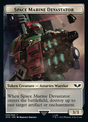 Soldier (002) // Space Marine Devastator Double-Sided Token (Surge Foil) [Warhammer 40,000 Tokens] Magic: The Gathering