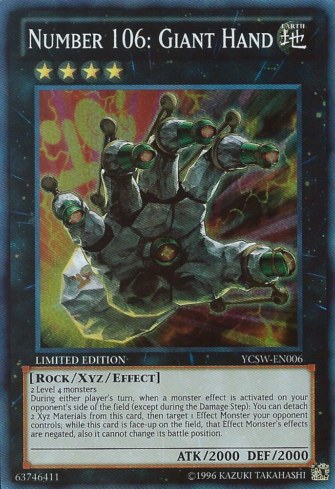 Number 106: Giant Hand [YCSW-EN006] Super Rare Yu-Gi-Oh!