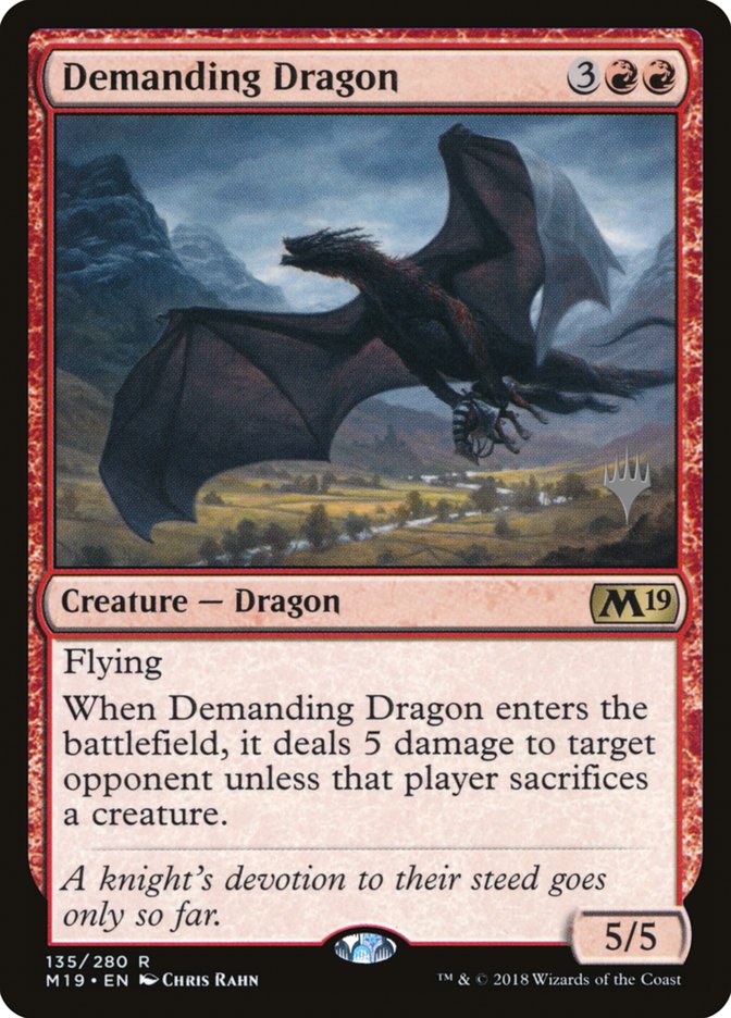 Demanding Dragon (Promo Pack) [Core Set 2019 Promos] Magic: The Gathering