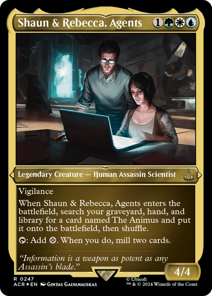 Shaun & Rebecca, Agents (Foil Etched) [Assassin's Creed] Magic: The Gathering