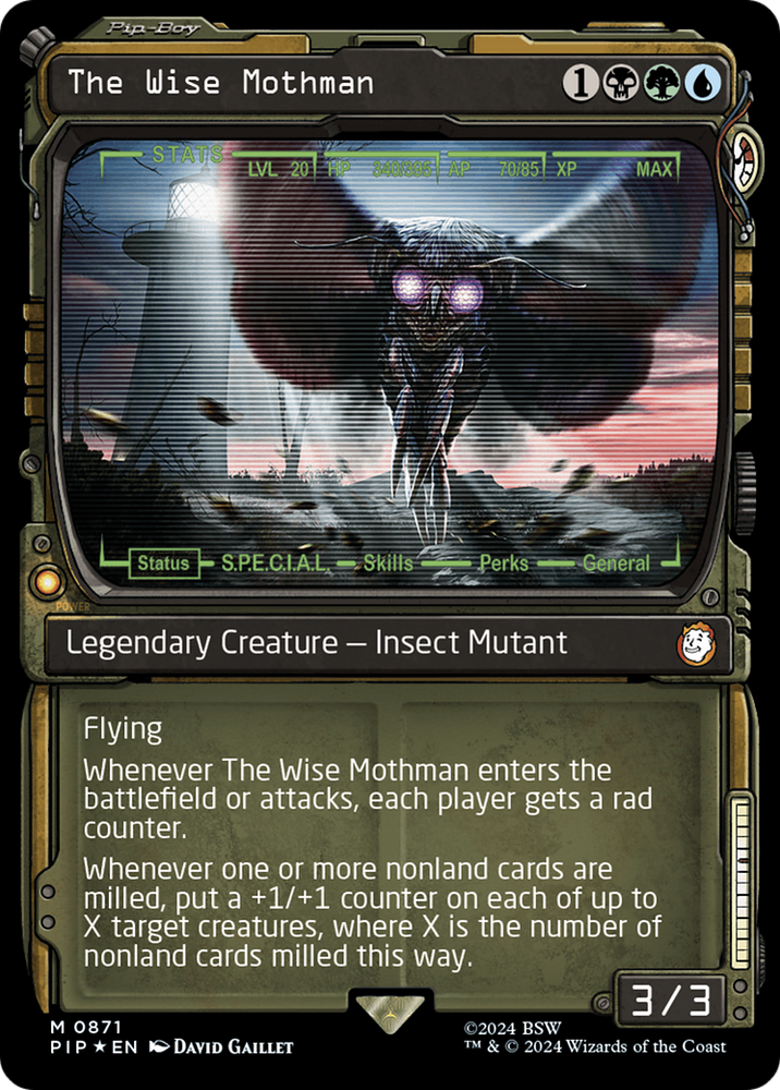 The Wise Mothman (Showcase) (Surge Foil) [Fallout] Magic: The Gathering