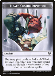 Human Warrior // Tibalt, Cosmic Impostor Emblem Double-Sided Token [Kaldheim Tokens] Magic: The Gathering