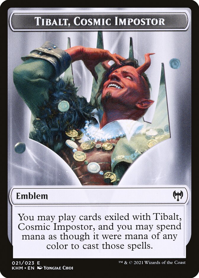 Elf Warrior // Tibalt, Cosmic Impostor Emblem Double-Sided Token [Kaldheim Tokens] Magic: The Gathering