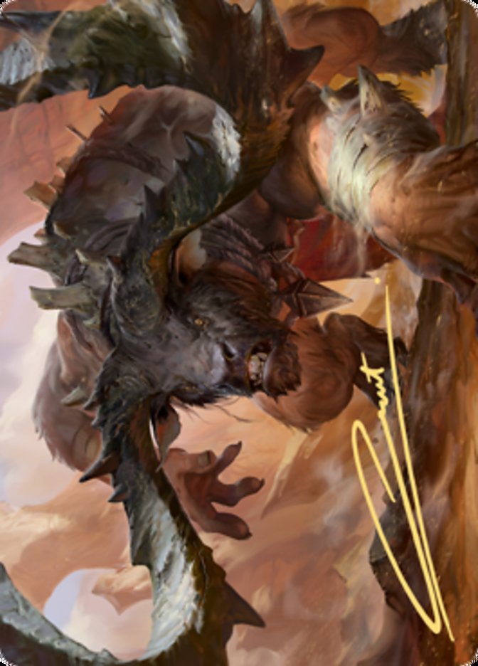 Moraug, Fury of Akoum Art Card (Gold-Stamped Signature) [Zendikar Rising Art Series] Magic: The Gathering