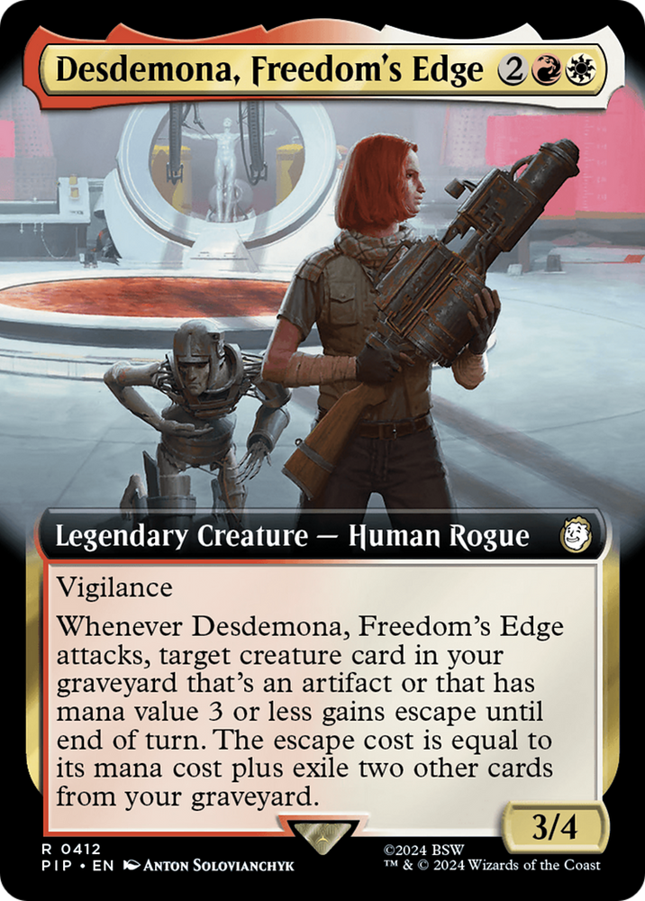 Desdemona, Freedom's Edge (Extended Art) [Fallout] Magic: The Gathering