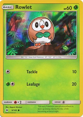 Rowlet (9/149) (Water Web Holo) [Sun & Moon: Base Set] Pokémon