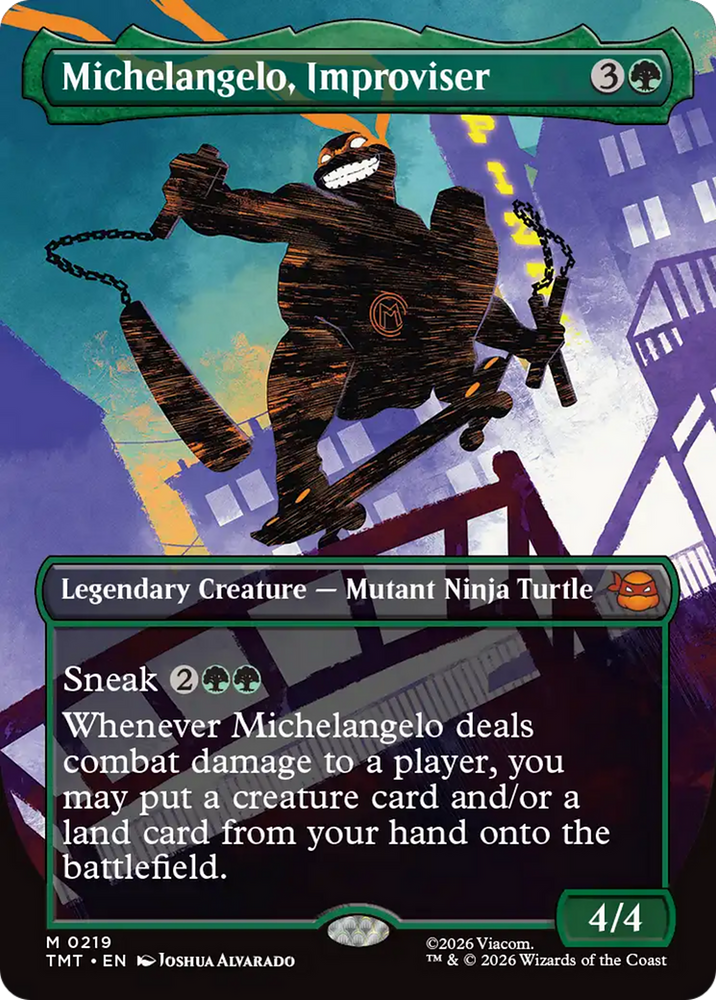 Michelangelo, Improviser (Borderless) [Teenage Mutant Ninja Turtles] Magic: The Gathering