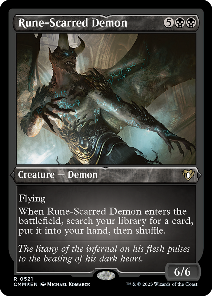 Rune-Scarred Demon (Foil Etched) [Commander Masters] Magic: The Gathering
