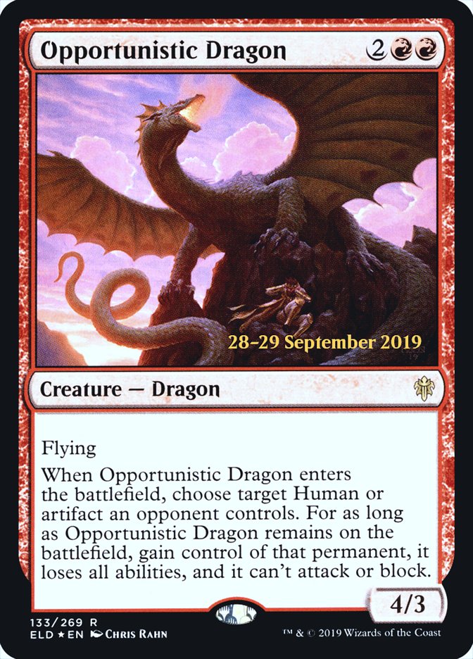 Opportunistic Dragon [Throne of Eldraine Prerelease Promos] Magic: The Gathering