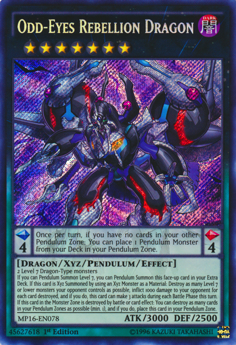 Odd-Eyes Rebellion Dragon [MP16-EN078] Secret Rare Yu-Gi-Oh!