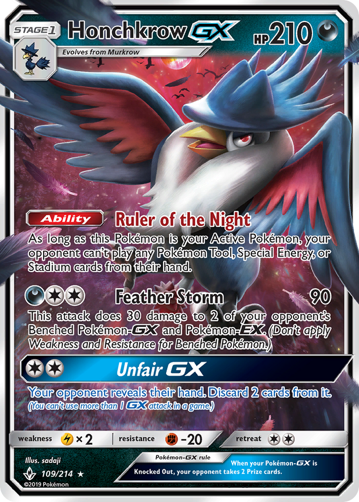 Honchkrow GX (109/214) [Sun & Moon: Unbroken Bonds] Pokémon