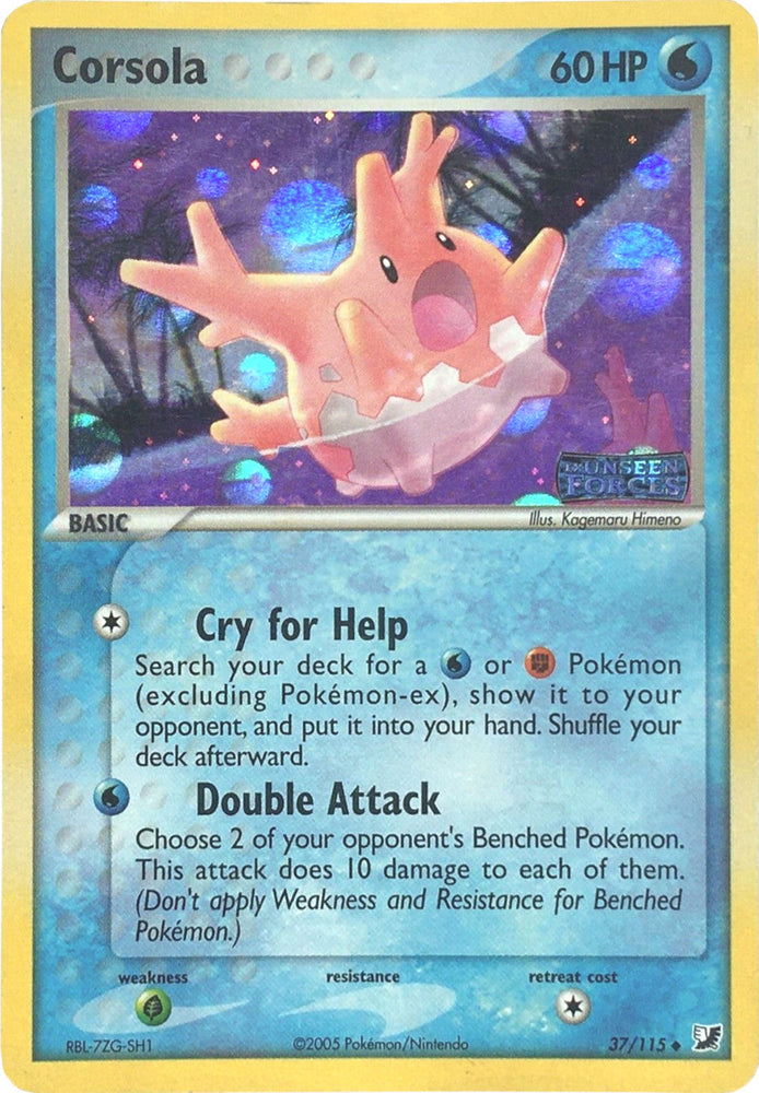 Corsola (37/115) (Stamped) [EX: Unseen Forces] Pokémon