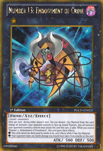Number 13: Embodiment of Crime [PGLD-EN023] Gold Secret Rare Yu-Gi-Oh!