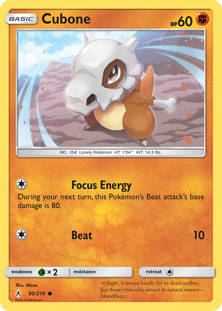 Cubone (90/214) [Sun & Moon: Unbroken Bonds] Pokémon