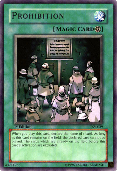 Prohibition [PSV-039] Rare Yu-Gi-Oh!