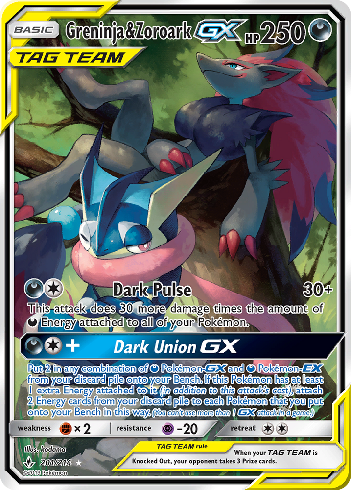 Greninja & Zoroark GX (201/214) [Sun & Moon: Unbroken Bonds] Pokémon