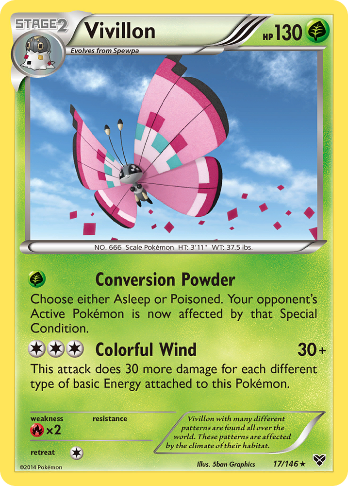 Vivillon (17/146) (Meadow Form/Pink Wings) [XY: Base Set] Pokémon