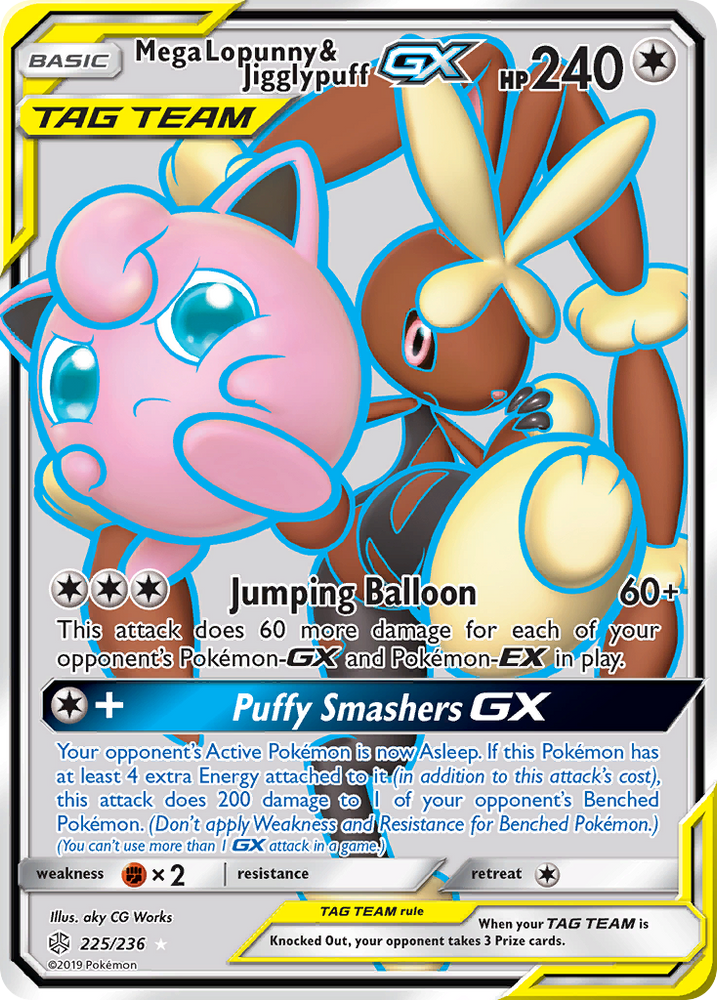 Mega Lopunny & Jigglypuff GX (225/236) [Sun & Moon: Cosmic Eclipse] Pokémon