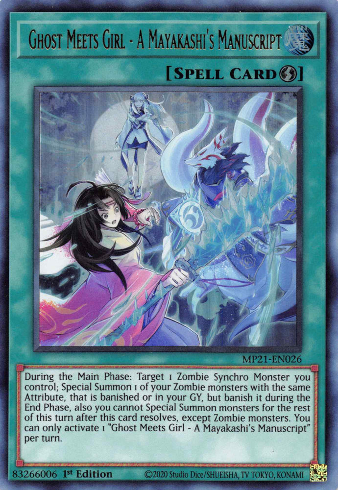 Ghost Meets Girl - A Mayakashi's Manuscript [MP21-EN026] Ultra Rare Yu-Gi-Oh!
