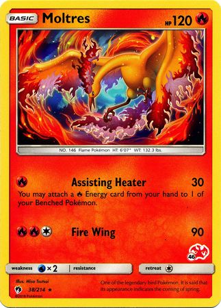 Moltres (38/214) (Charizard Stamp #46) [Battle Academy 2020] Pokémon