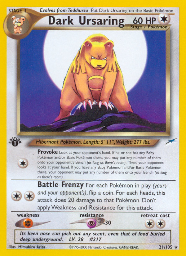 Dark Ursaring (21/105) [Neo Destiny 1st Edition] Pokémon