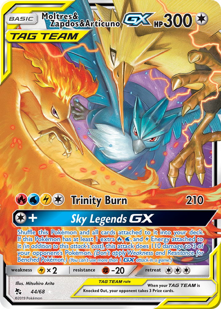 Moltres & Zapdos & Articuno GX (44/68) [Sun & Moon: Hidden Fates] Pokémon