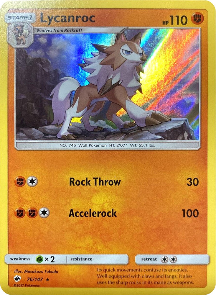 Lycanroc (76/147) (Water Web Holo) [Sun & Moon: Burning Shadows] Pokémon