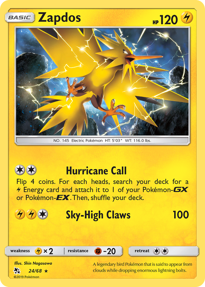 Zapdos (24/68) [Sun & Moon: Hidden Fates] Pokémon