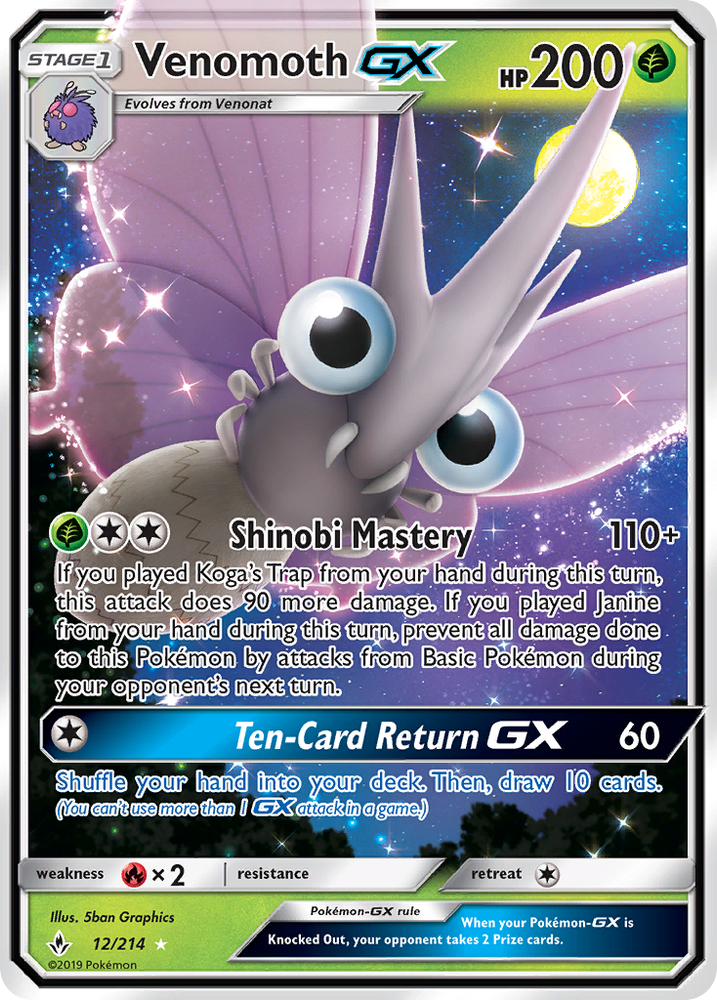 Venomoth GX (12/214) [Sun & Moon: Unbroken Bonds] Pokémon