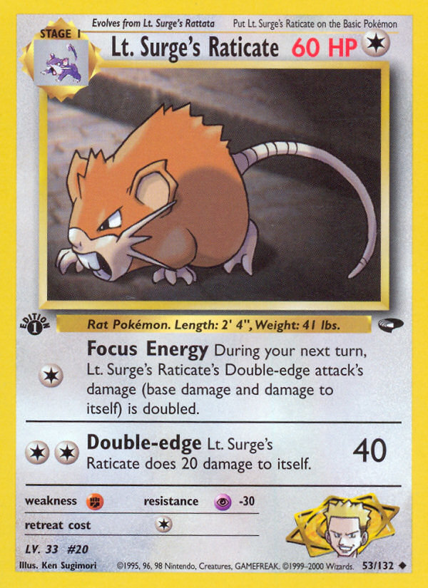 Lt. Surge's Raticate (53/132) [Gym Challenge 1st Edition] Pokémon