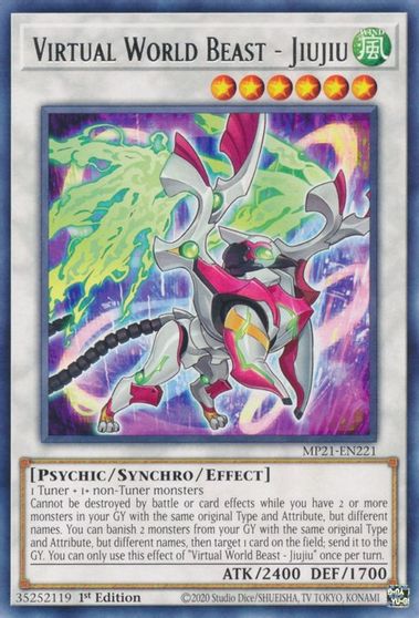 Virtual World Beast - Jiujiu [MP21-EN221] Rare Yu-Gi-Oh!