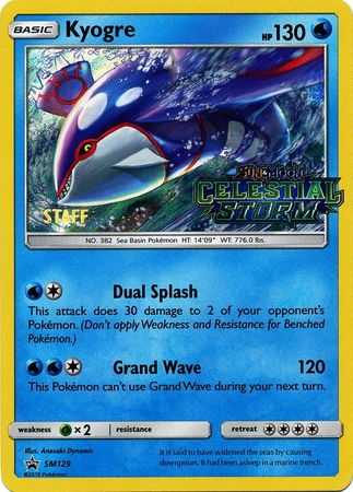 Kyogre (SM129) (Staff Prerelease Promo) [Sun & Moon: Black Star Promos] Pokémon