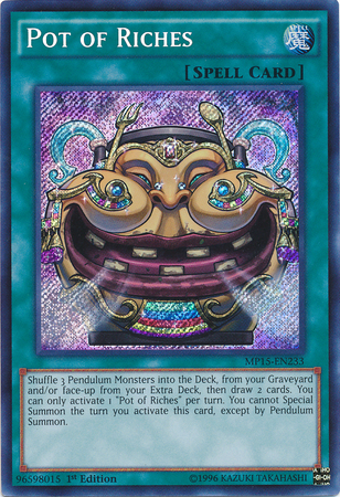Pot of Riches [MP15-EN233] Secret Rare Yu-Gi-Oh!