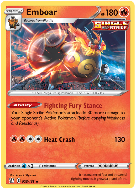 Emboar (025/163) [Sword & Shield: Battle Styles] Pokémon