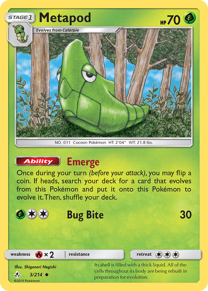 Metapod (3/214) [Sun & Moon: Unbroken Bonds] Pokémon