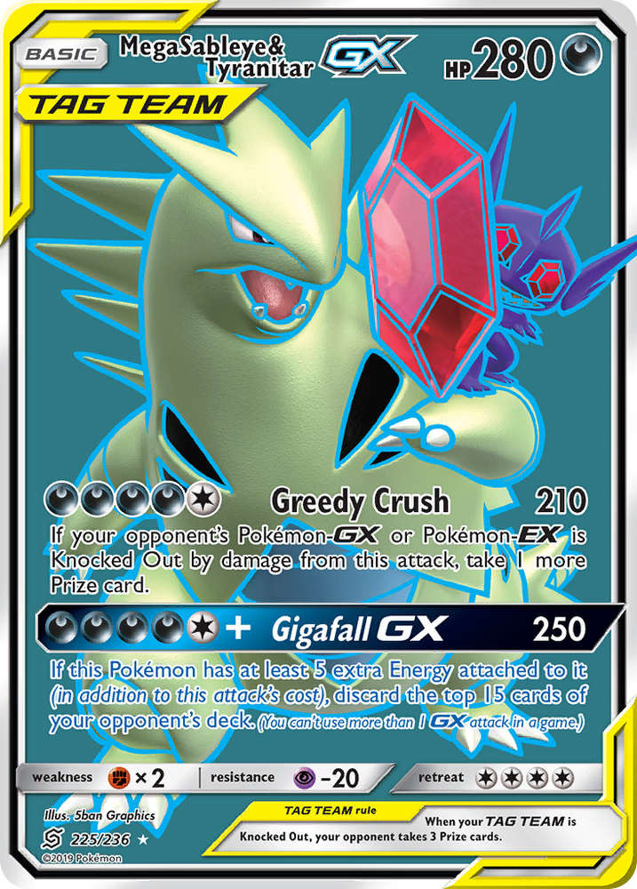 Mega Sableye & Tyranitar GX (225/236) [Sun & Moon: Unified Minds] Pokémon