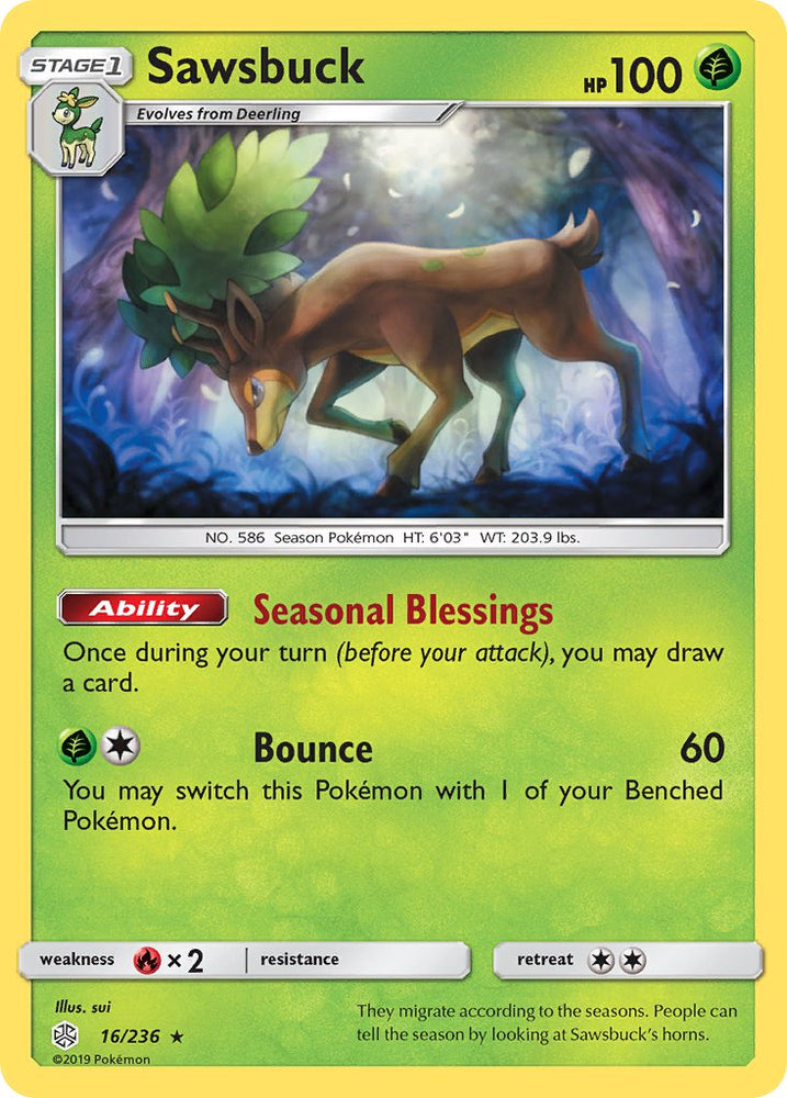 Sawsbuck (16/236) (Prerelease Kit Exclusive) (Theme Deck Exclusive) [Sun & Moon: Cosmic Eclipse] Pokémon