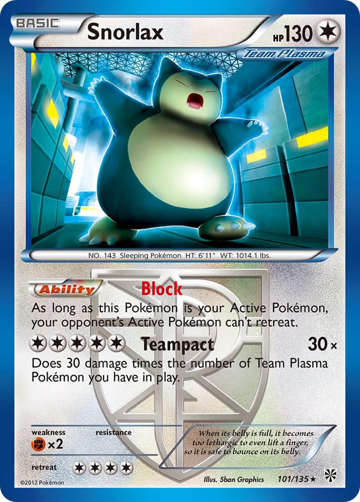 Snorlax (101/135) [Black & White: Plasma Storm] Pokémon
