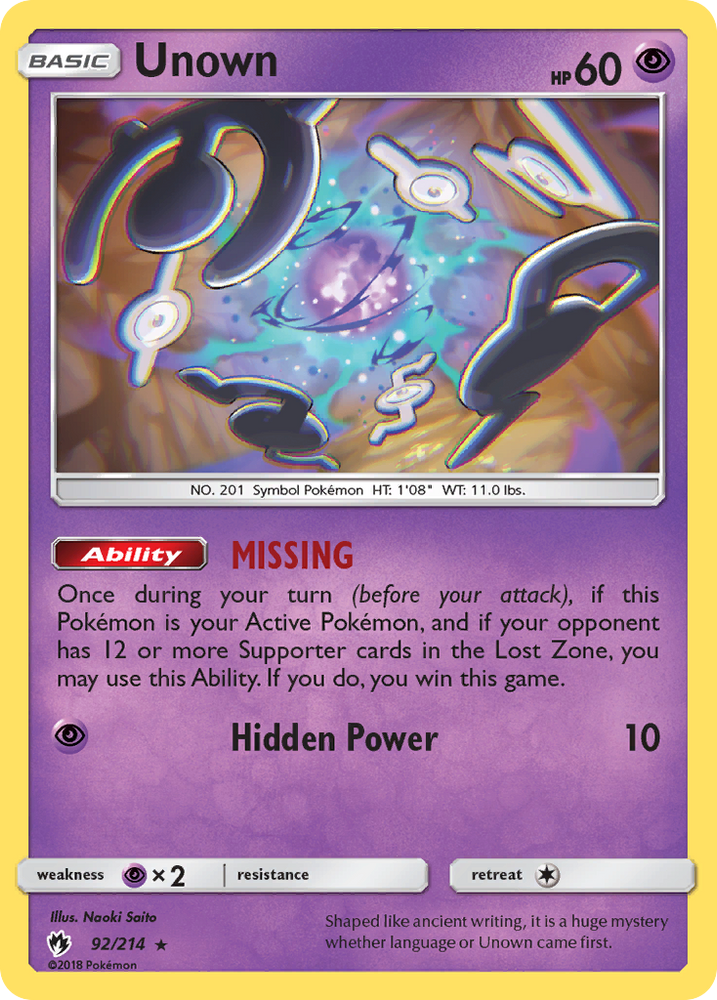 Unown (92/214) [Sun & Moon: Lost Thunder] Pokémon