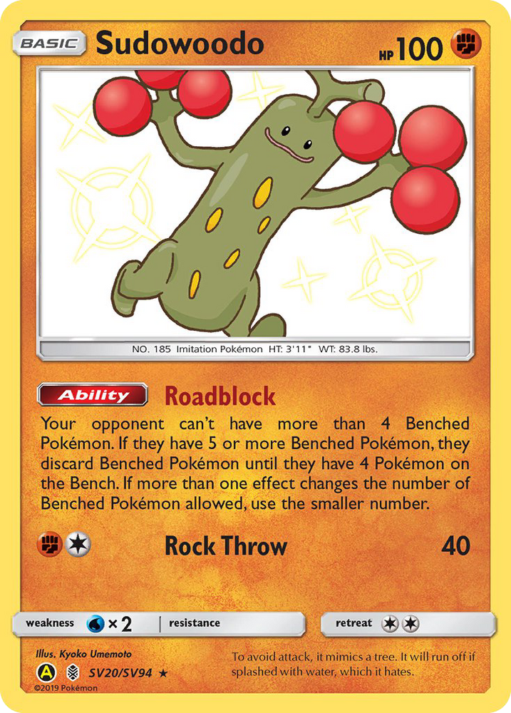 Sudowoodo (SV20/SV94) [Sun & Moon: Hidden Fates - Shiny Vault] Pokémon