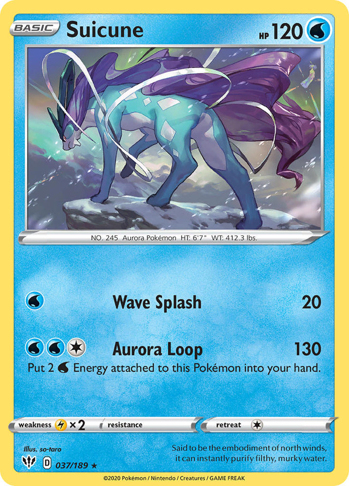 Suicune (037/189) (Theme Deck Exclusive) [Sword & Shield: Darkness Ablaze] Pokémon