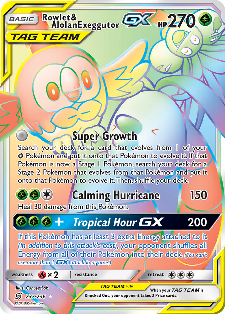 Rowlet & Alolan Exeggutor GX (237/236) [Sun & Moon: Unified Minds] Pokémon