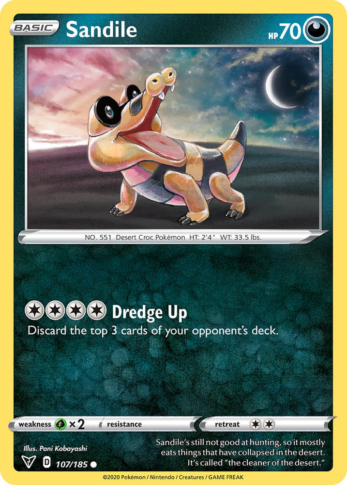 Sandile (107/185) [Sword & Shield: Vivid Voltage] Pokémon