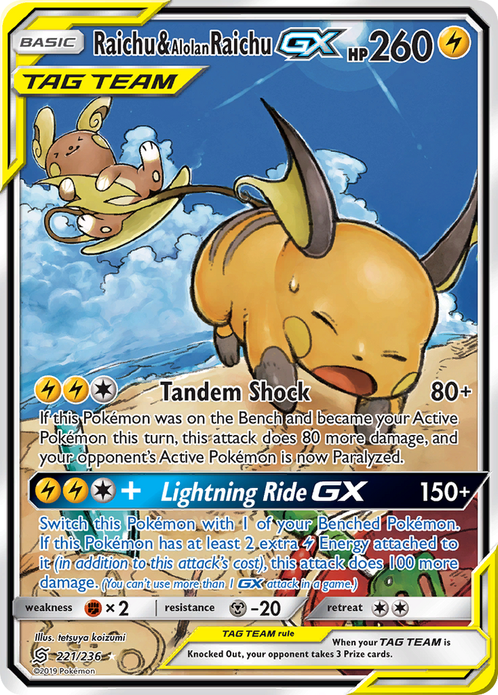 Raichu & Alolan Raichu GX (221/236) [Sun & Moon: Unified Minds] Pokémon