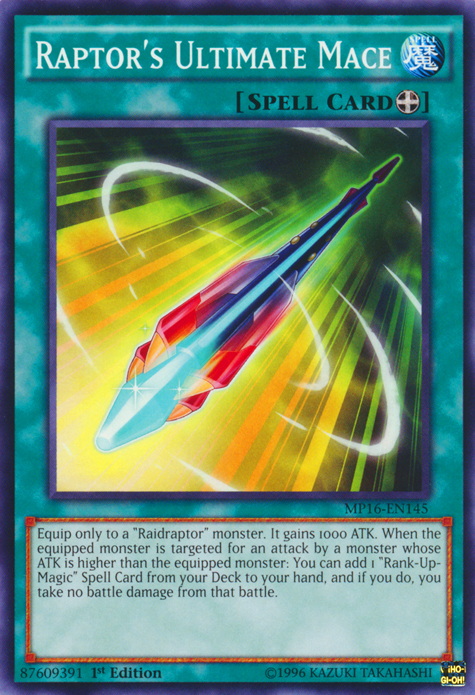 Raptor's Ultimate Mace [MP16-EN145] Common Yu-Gi-Oh!