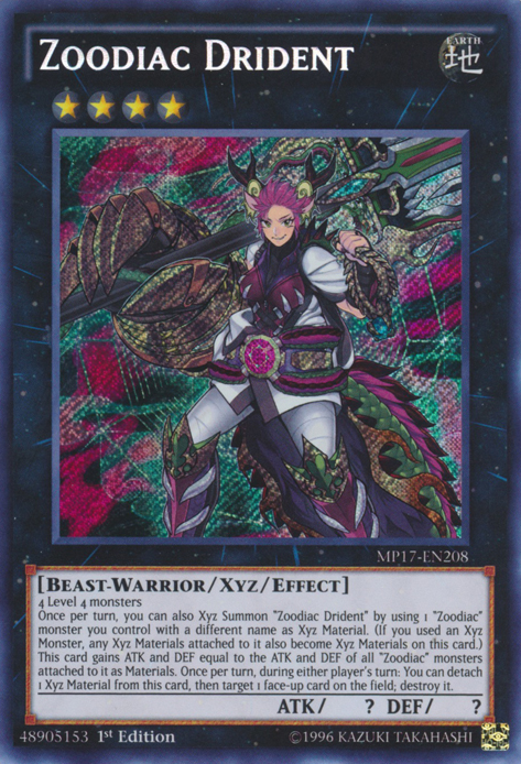 Zoodiac Drident [MP17-EN208] Secret Rare Yu-Gi-Oh!