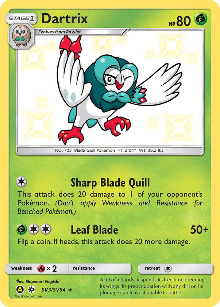 Dartrix (SV3/SV94) [Sun & Moon: Hidden Fates - Shiny Vault] Pokémon